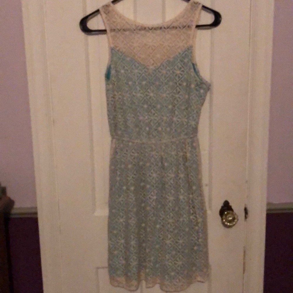 Teal and white dress
